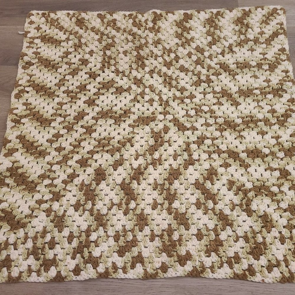 Crochet Brown Tan Neutral Blanket Nursery Afghan Blanket‎ Throw Couch 35 x 35